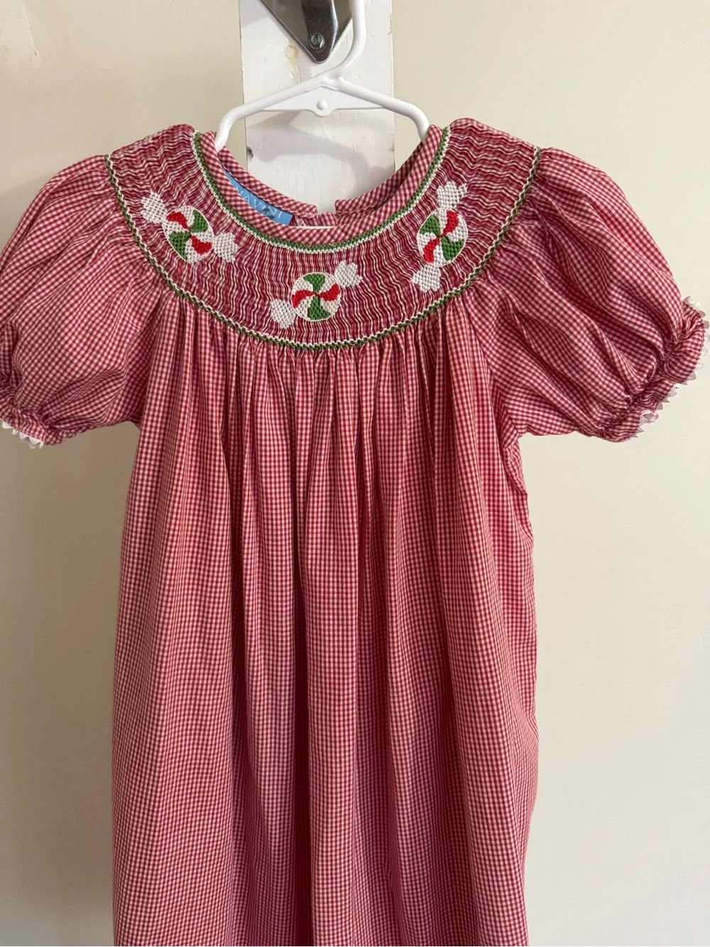 Anavini Hand Smoxked Christmas Bishop Dress